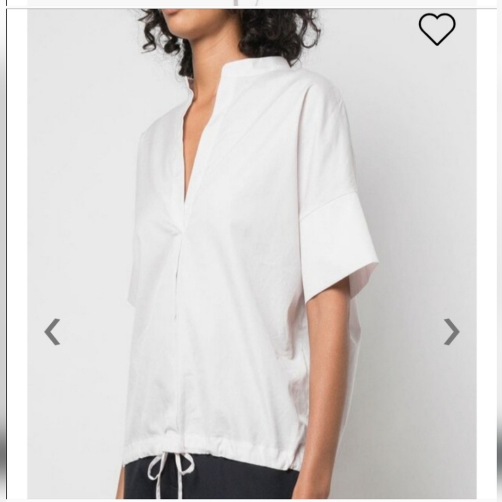 VINCE Peony Poplin Drawstring Shirt in Light Pink, S